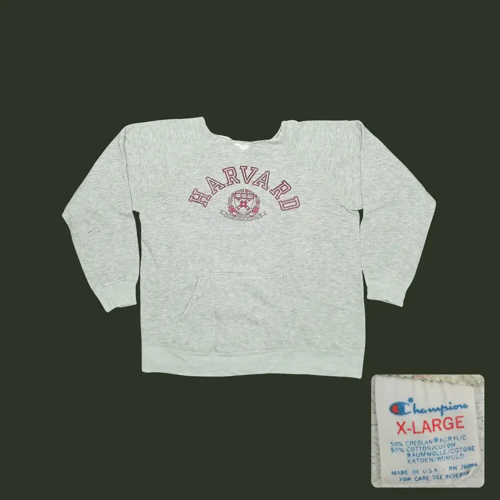 Champion | Vintage 80s Harvard Cut-Neck Sweatshirt Boxy Fit M
